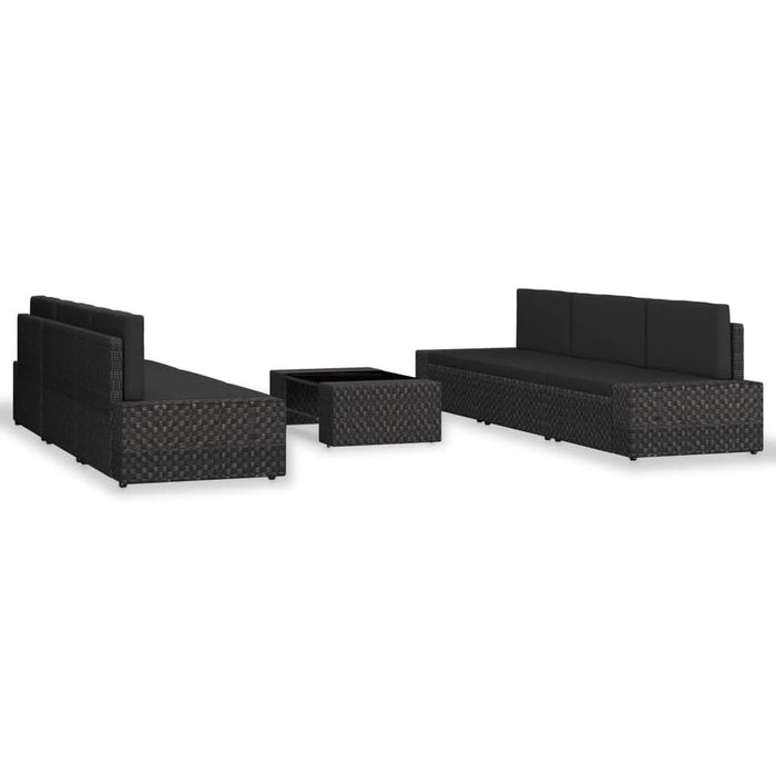 Set mobilier de grădină, 7 piese, negru, poliratan - WALTI WALTI