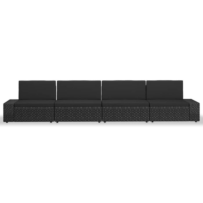 Set mobilier de grădină, 4 piese, negru, poliratan - WALTI WALTI