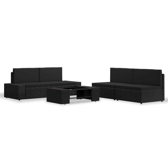 Set mobilier de grădină, 5 piese, negru, poliratan WALTI