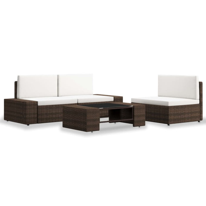 Set mobilier de grădină, 4 piese, maro, poliratan - WALTI WALTI