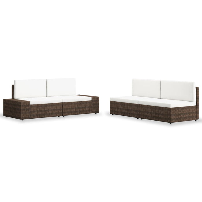 Set mobilier de grădină, 4 piese, maro, poliratan WALTI
