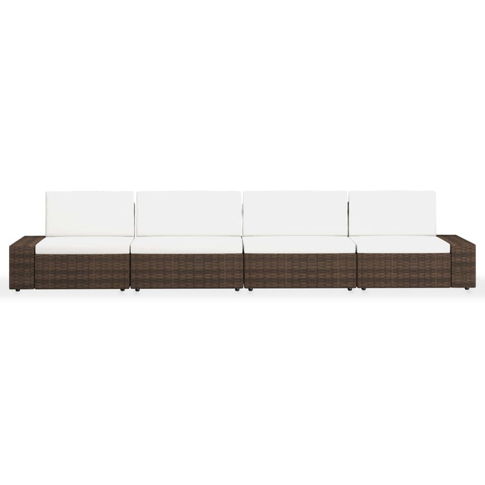 Set mobilier de grădină, 4 piese, maro, poliratan WALTI