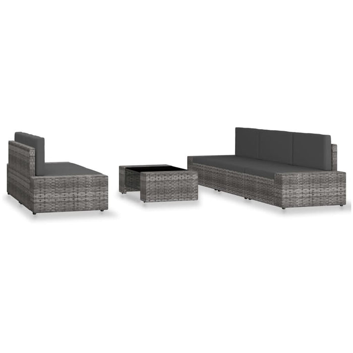 Set mobilier de grădină, 6 piese, gri, poliratan - WALTI WALTI