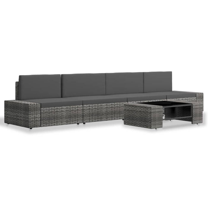 Set mobilier de grădină, 5 piese, gri, poliratan - WALTI WALTI