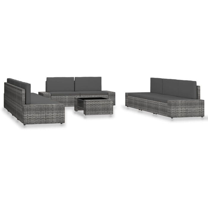 Set mobilier de grădină, 10 piese, gri, poliratan - WALTI WALTI