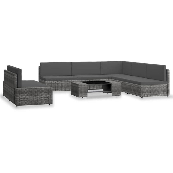 Set mobilier de grădină, 7 piese, gri, poliratan - WALTI WALTI