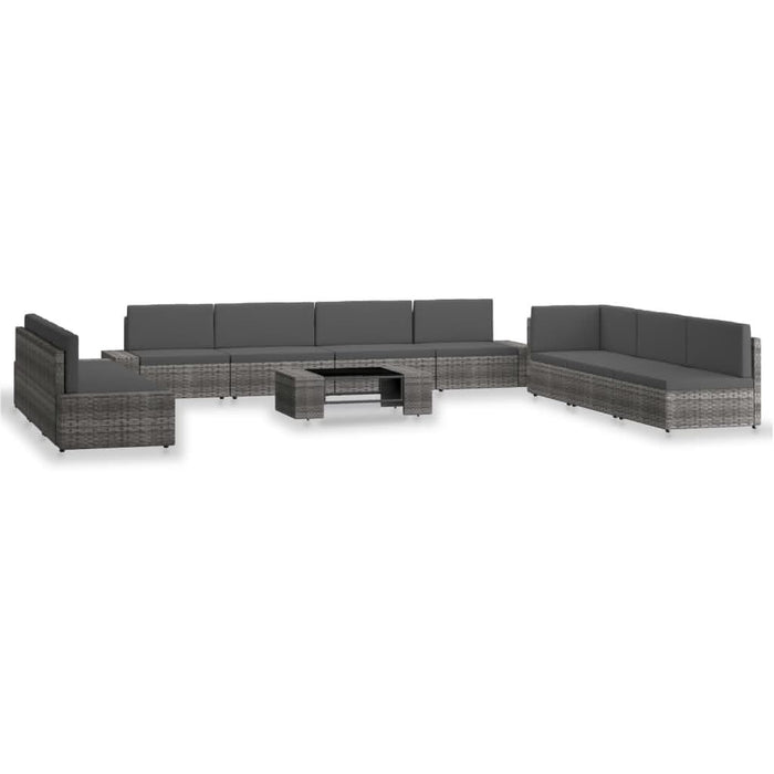 Set mobilier de grădină, 10 piese, gri, poliratan - WALTI WALTI