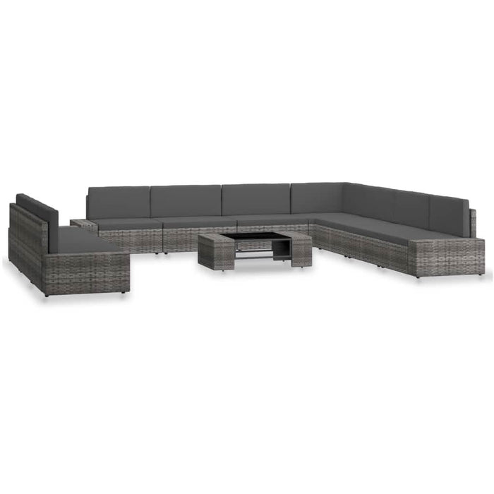 Set mobilier de grădină, 10 piese, gri, poliratan - WALTI WALTI