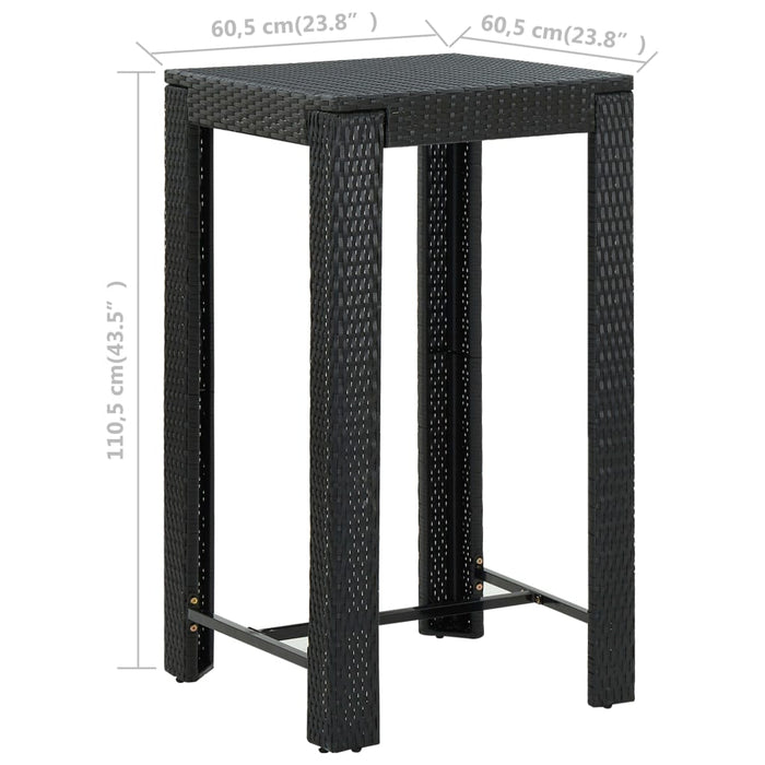 Masă de bar de grădină, negru, 60,5 x 60,5 x 110,5 cm poliratan WALTI