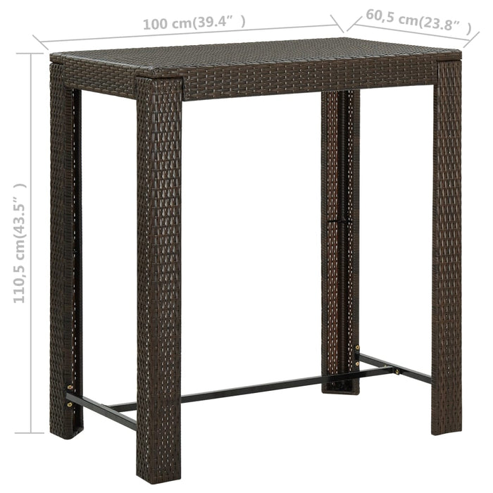 Masă de bar de grădină, maro, 100 x 60,5 x 110,5 cm, poliratan - WALTI WALTI