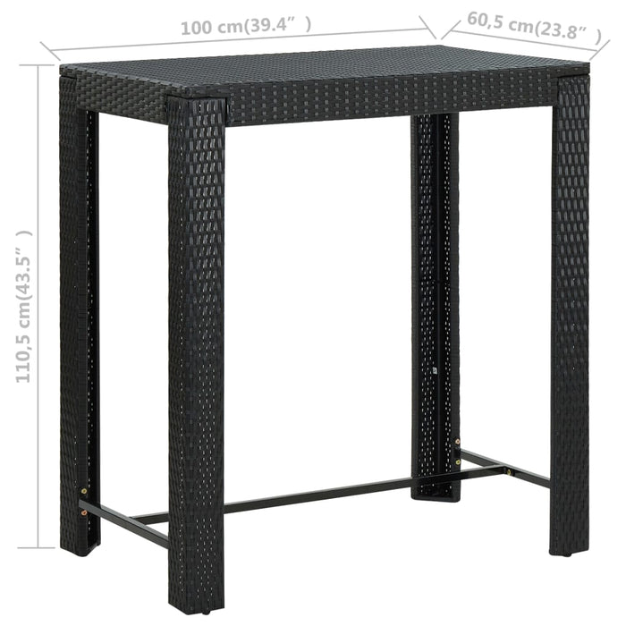 Masă de bar de grădină, negru, 100 x 60,5 x 110,5 cm, poliratan WALTI