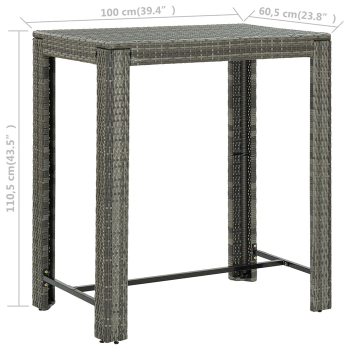 Masă de bar de grădină, gri, 100 x 60,5 x 110,5 cm, poliratan - WALTI WALTI