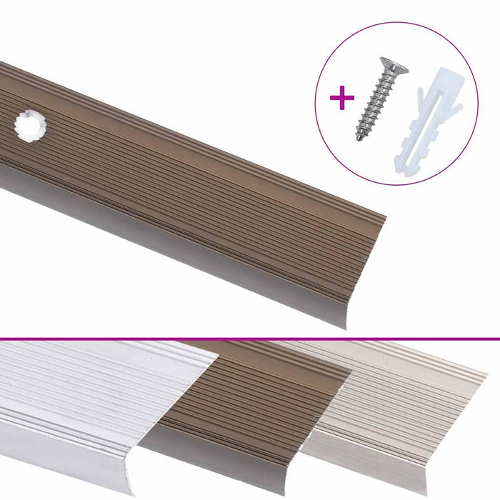 Profile trepte în formă de L, 15 buc., maro, 90 cm, aluminiu - WALTI WALTI