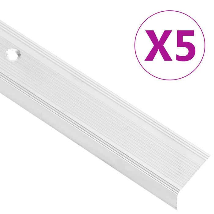 Profile trepte în formă de L, 5 buc, argintiu, 100 cm, aluminiu - WALTI WALTI