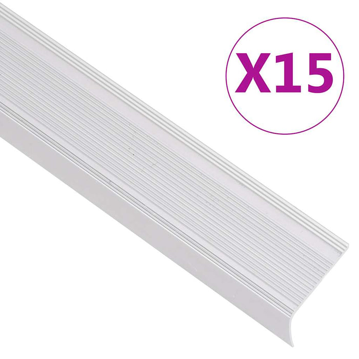 Profile trepte formă L, 15 buc, argintiu, 100 cm, aluminiu - WALTI WALTI