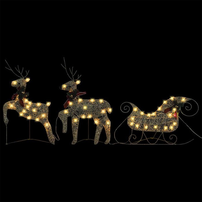 Decor de Crăciun cu reni și sanie, 60 LED-uri, auriu, exterior - WALTI WALTI