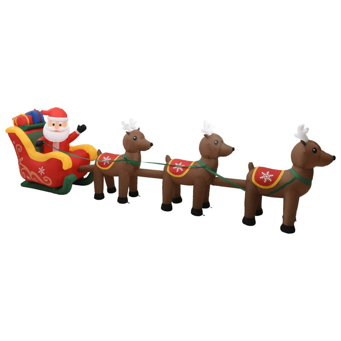 Decorațiune gonflabilă cu Moș Crăciun și reni, LED-uri, 490 cm WALTI