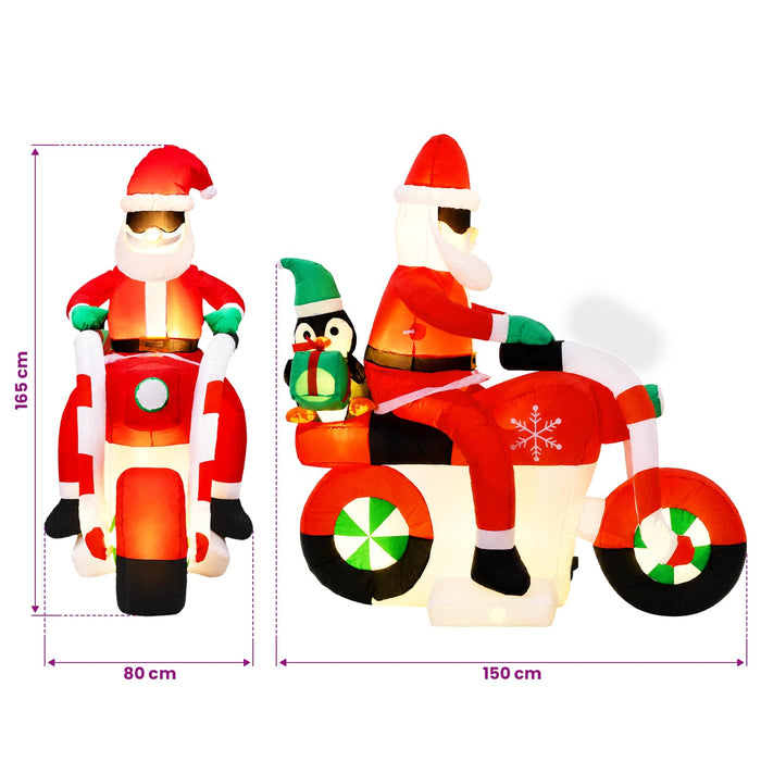 Moș Crăciun pe motocicletă gonflabil, LED, IP44, 160 cm - WALTI WALTI