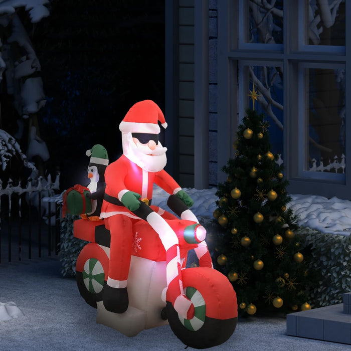 Moș Crăciun pe motocicletă gonflabil, LED, IP44, 160 cm - WALTI WALTI