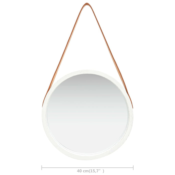 Oglindă de perete cu o curea, 40 cm, alb - WALTI WALTI