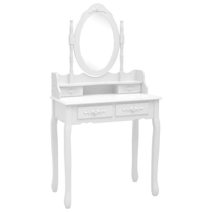 Set masă de toaletă cu taburet alb 75x69x140 cm lemn paulownia - WALTI WALTI