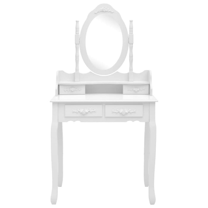 Set masă de toaletă cu taburet alb 75x69x140 cm lemn paulownia - WALTI WALTI