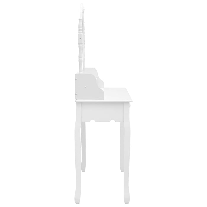 Set masă de toaletă cu taburet alb 75x69x140 cm lemn paulownia - WALTI WALTI