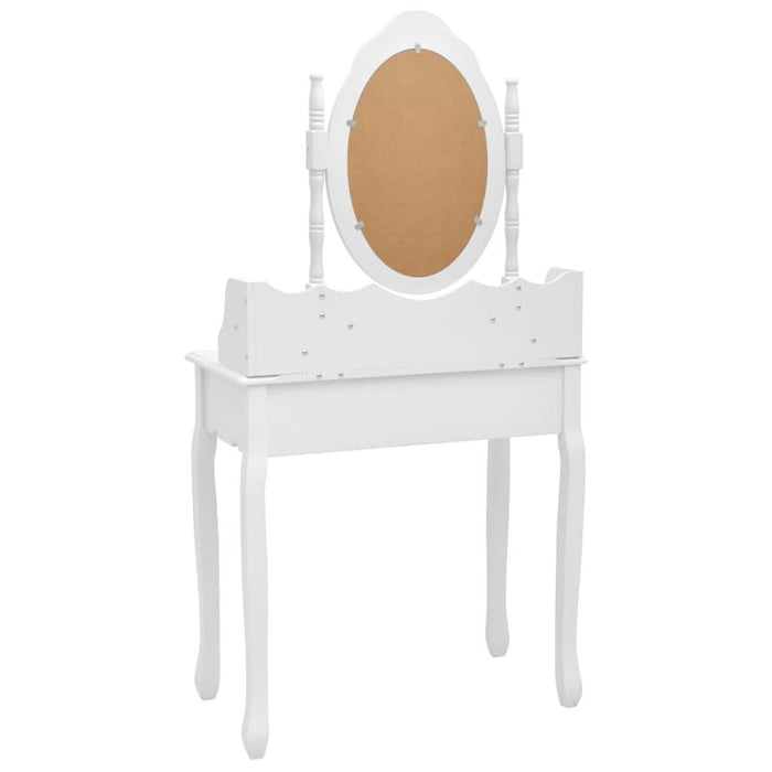 Set masă de toaletă cu taburet alb 75x69x140 cm lemn paulownia - WALTI WALTI