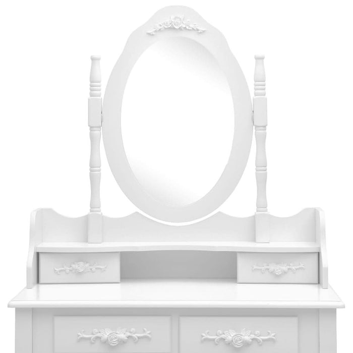 Set masă de toaletă cu taburet alb 75x69x140 cm lemn paulownia - WALTI WALTI