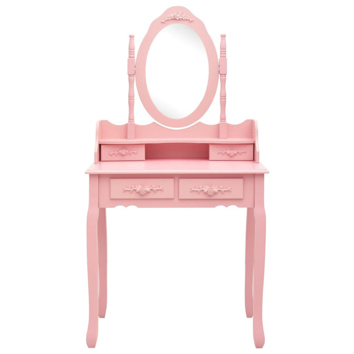 Set masă de toaletă cu taburet roz 75x69x140 cm lemn paulownia - WALTI WALTI