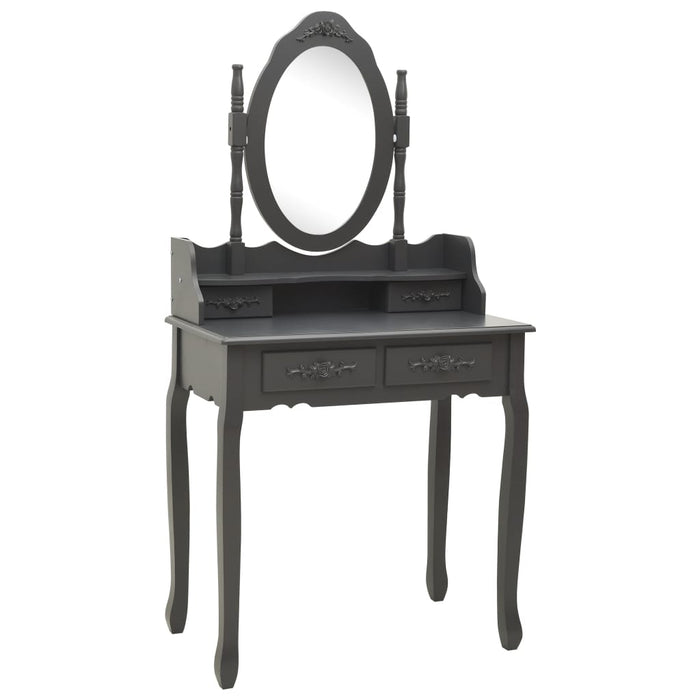 Set masă de toaletă cu taburet gri 75x69x140cm lemn paulownia WALTI