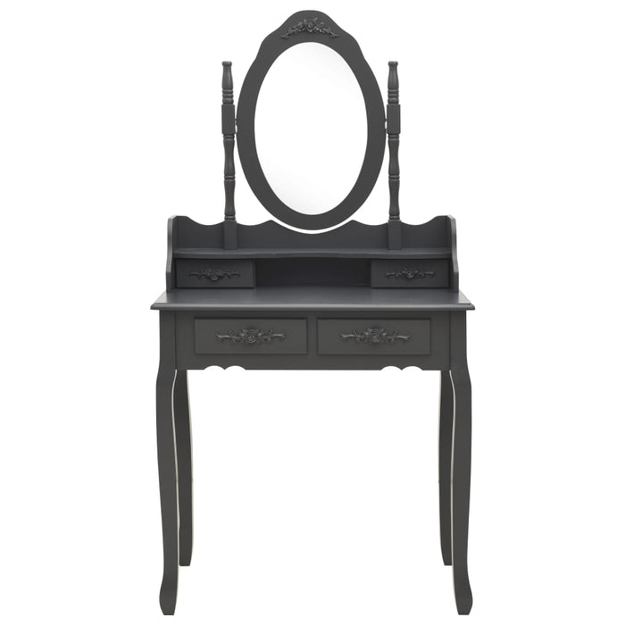 Set masă de toaletă cu taburet gri 75x69x140cm lemn paulownia WALTI