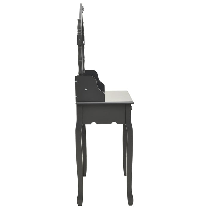 Set masă de toaletă cu taburet gri 75x69x140cm lemn paulownia WALTI