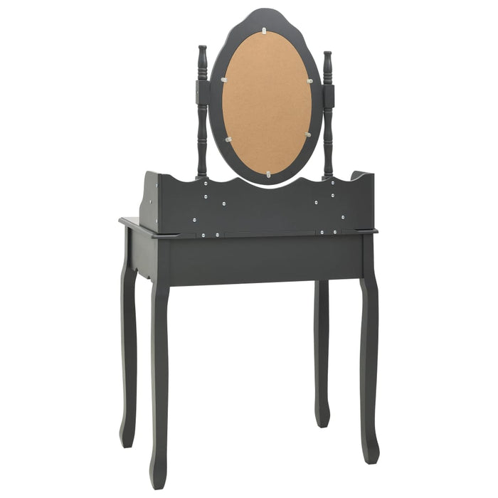 Set masă de toaletă cu taburet gri 75x69x140cm lemn paulownia WALTI