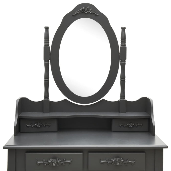 Set masă de toaletă cu taburet gri 75x69x140cm lemn paulownia WALTI