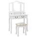 Set masă de toaletă cu taburet alb 80x69x141 cm lemn paulownia - WALTI WALTI