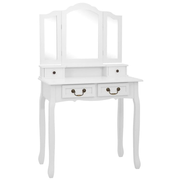Set masă de toaletă cu taburet alb 80x69x141 cm lemn paulownia - WALTI WALTI