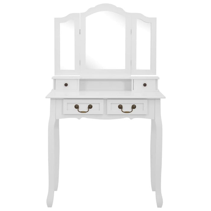 Set masă de toaletă cu taburet alb 80x69x141 cm lemn paulownia - WALTI WALTI