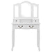 Set masă de toaletă cu taburet alb 80x69x141 cm lemn paulownia - WALTI WALTI