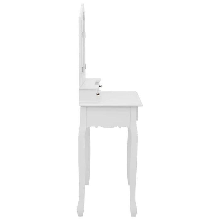 Set masă de toaletă cu taburet alb 80x69x141 cm lemn paulownia - WALTI WALTI