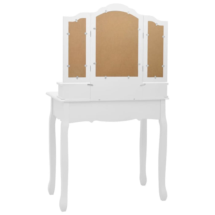 Set masă de toaletă cu taburet alb 80x69x141 cm lemn paulownia - WALTI WALTI
