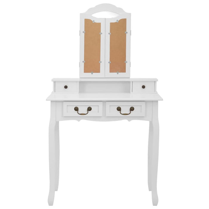 Set masă de toaletă cu taburet alb 80x69x141 cm lemn paulownia - WALTI WALTI