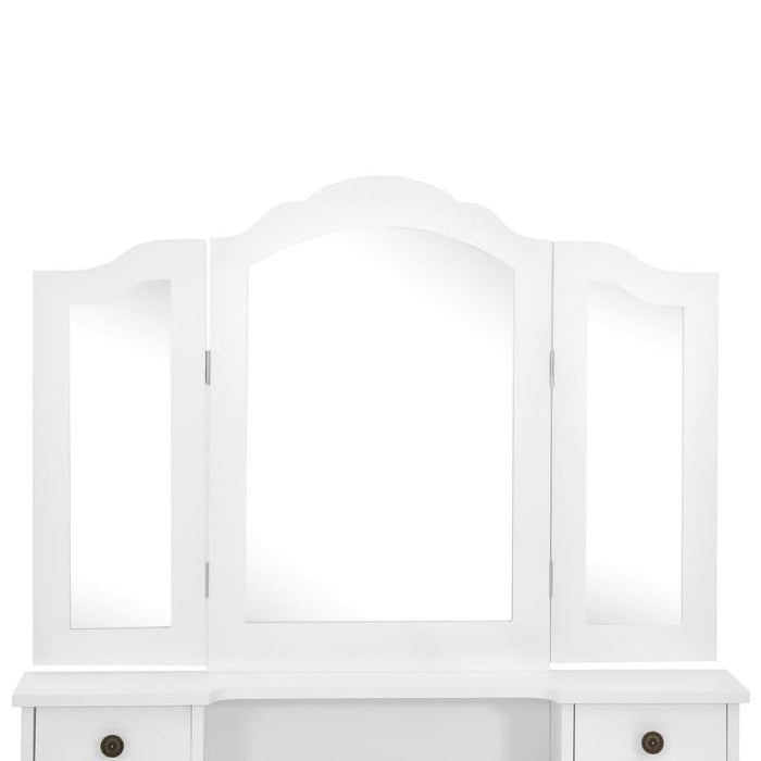 Set masă de toaletă cu taburet alb 80x69x141 cm lemn paulownia - WALTI WALTI