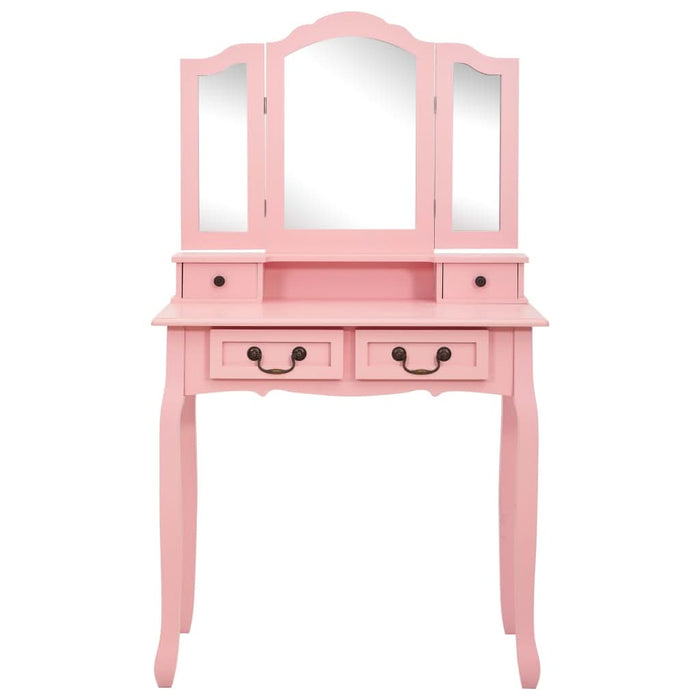 Set masă de toaletă cu taburet roz 80x69x141 cm lemn paulownia - WALTI WALTI