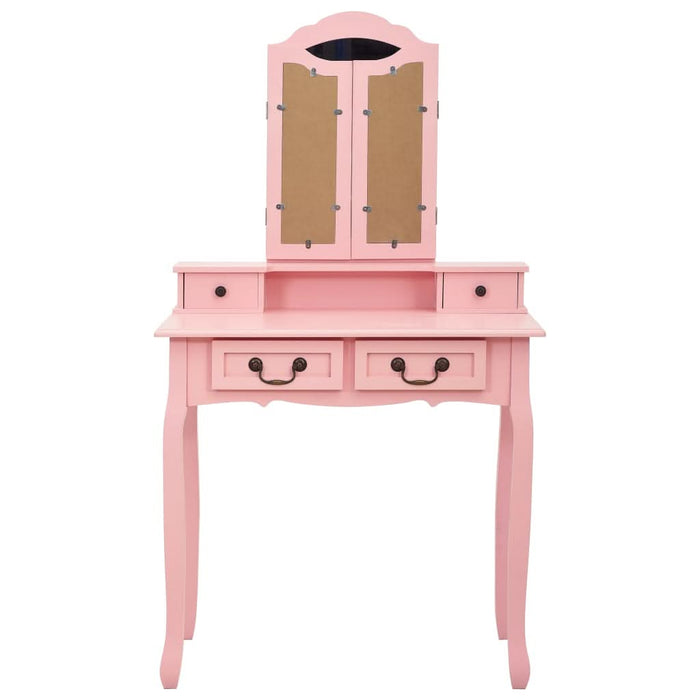 Set masă de toaletă cu taburet roz 80x69x141 cm lemn paulownia - WALTI WALTI