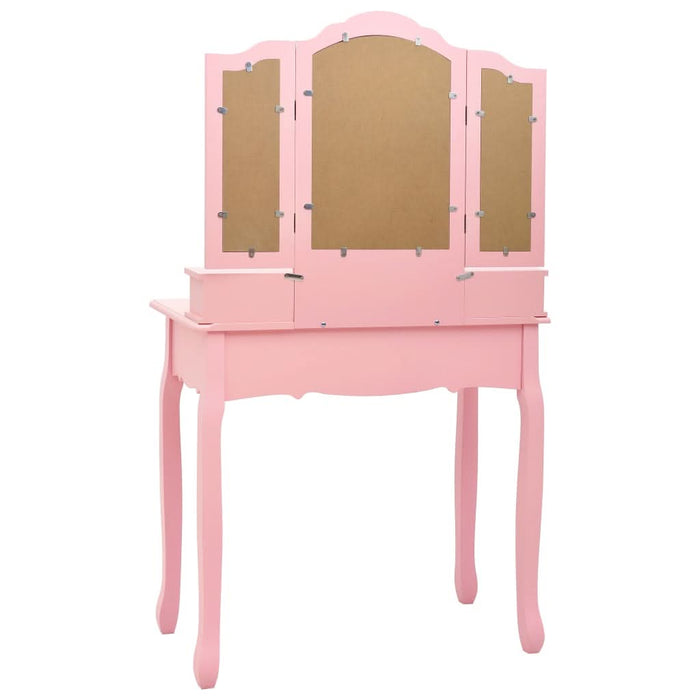 Set masă de toaletă cu taburet roz 80x69x141 cm lemn paulownia - WALTI WALTI