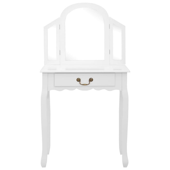 Masă toaletă cu taburet, alb, 65x36x128 cm, lemn paulownia, MDF - WALTI WALTI