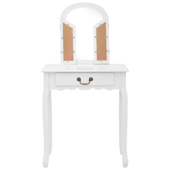 Masă toaletă cu taburet, alb, 65x36x128 cm, lemn paulownia, MDF - WALTI WALTI