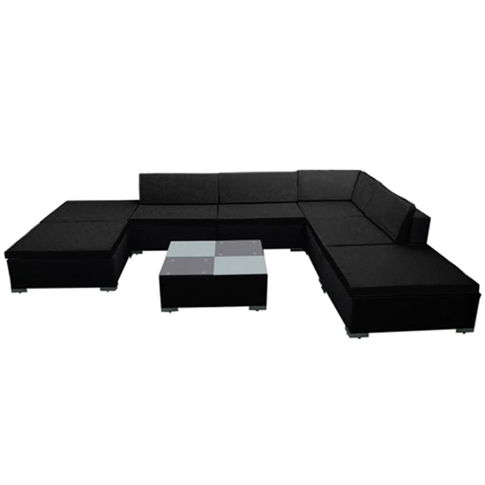 Set mobilier de grădină cu perne, 8 piese, negru, poliratan - WALTI WALTI