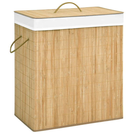 Coș de rufe din bambus cu 2 secțiuni, 100 L - WALTI WALTI